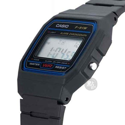 CASIO F-91W-1DG 標準微光黑色手錶