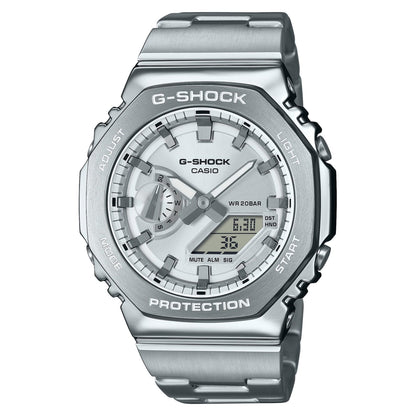 Casio G-Shock 銀色八角形不鏽鋼指針數碼手錶 GM-2110D-7A - main product photo
