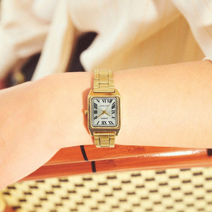 Casio 女裝金色方形羅馬數字錶面不鏽鋼手錶 LTP-V007G-9BUDF - detail photo 4