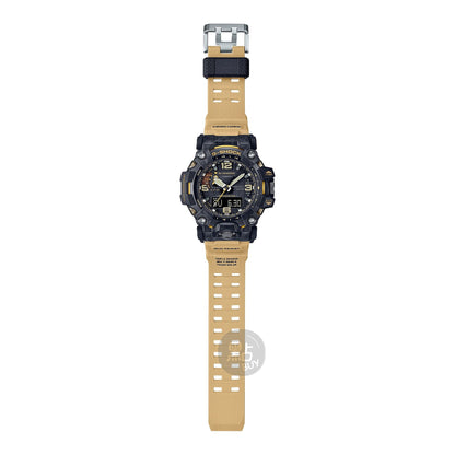 Casio GWG-2000-1A5DR Master of G - Land Mudmaster 手錶 - 全身圖，展示棕褐色樹脂錶帶