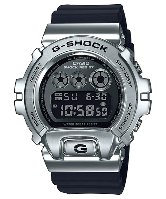 CASIO G-SHOCK Men's 25th Anniversary Limited Edition Digital Stainless Steel and Black Resin Strap Watch #GM-6900-1DR