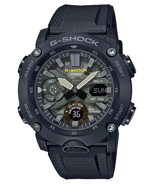 CASIO G-SHOCK Special Color Analog Quartz Black Resin Men's Watch #GA-2000SU-1ADR