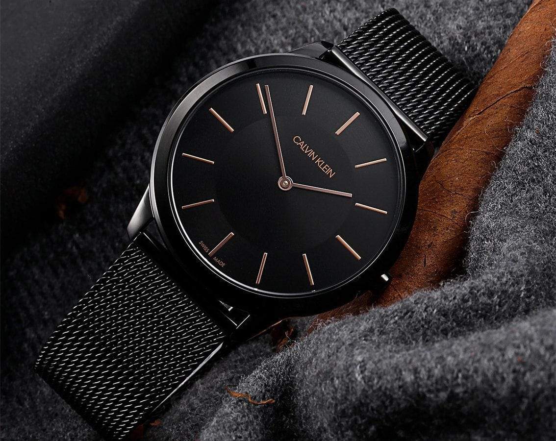 NEW Calvin Klein Minimal PVD Mens Watches - Black K3M21421 全新 Calvin Klein Minimal系列PVD 男士手錶 - 黑色 K3M21421