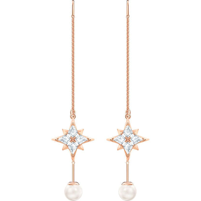 SWAROVSKI Symbolic Chain Pierced Earrings - White & Rose-gold tone plated #5494344