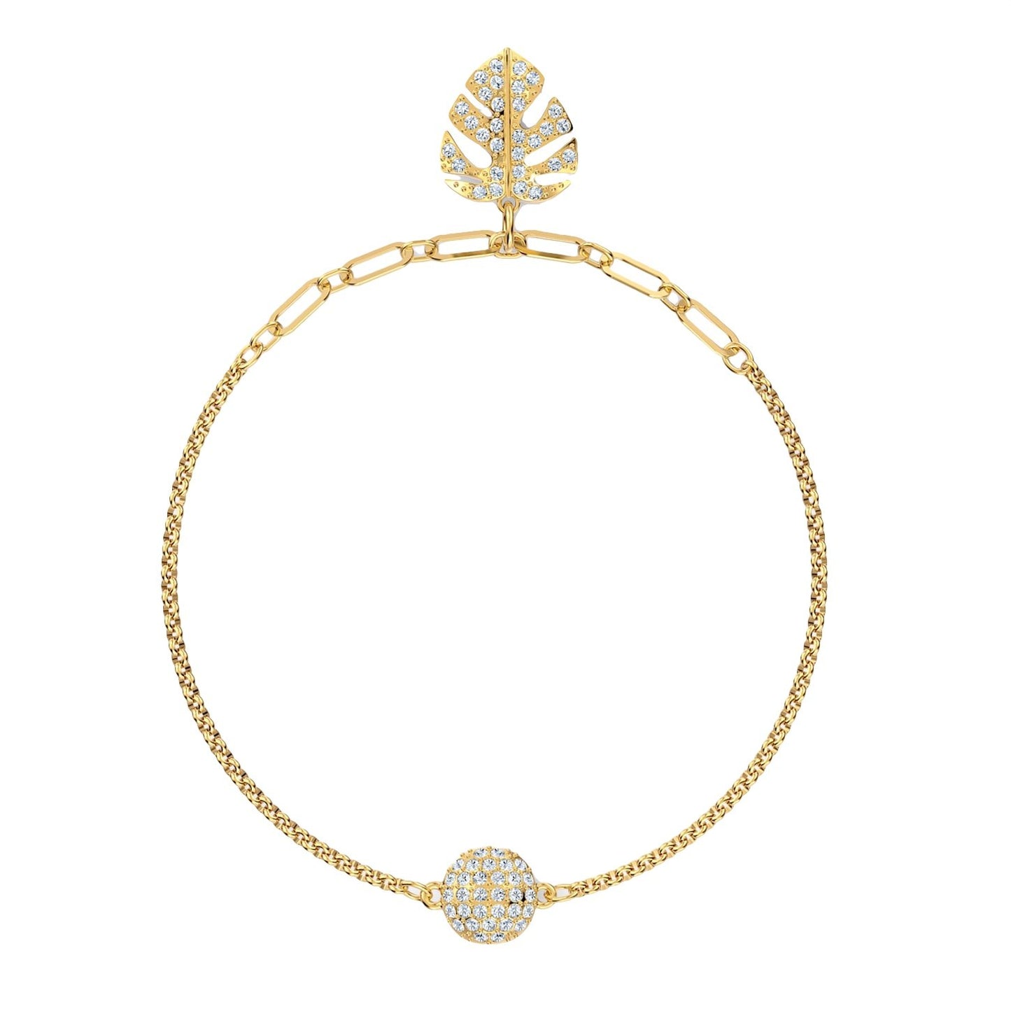SWAROVSKI Remix Gold Tone Plated White Crystal Palm Leaf Bracelet - M size #5528850