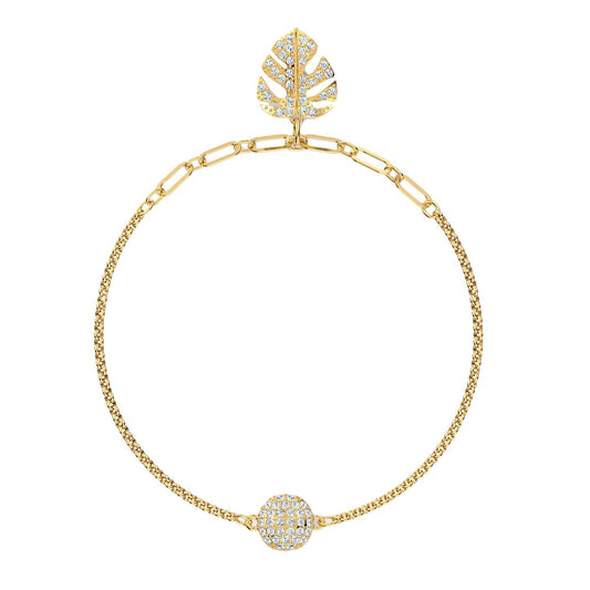 SWAROVSKI Remix Gold Tone Plated White Crystal Palm Leaf Bracelet - M size #5528850