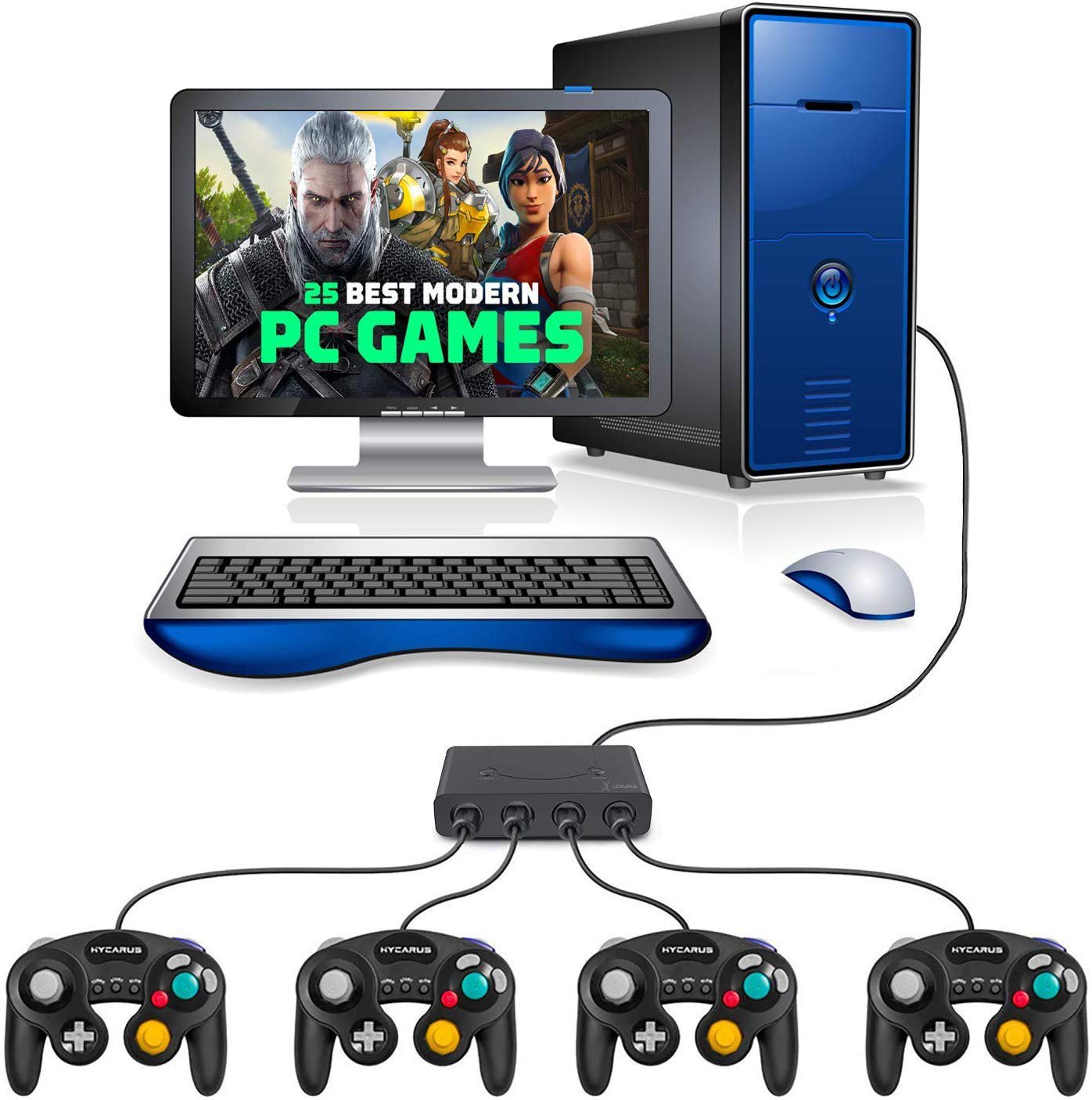 GameCube Controller Adapter for Wii U, Nintendo Switch and PC USB by Lexuma - pc